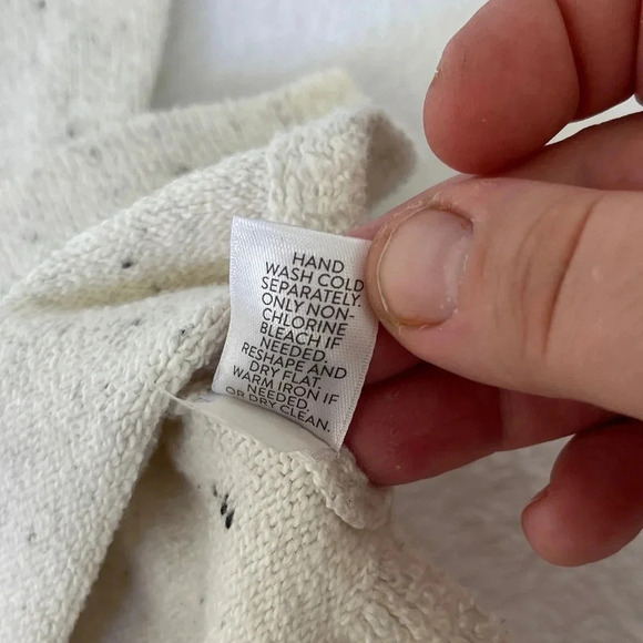 J Jill Pure Jill Sweater XS Petite White Speckled Knit V-Neck Tunic Pullover - Picture 5 of 11